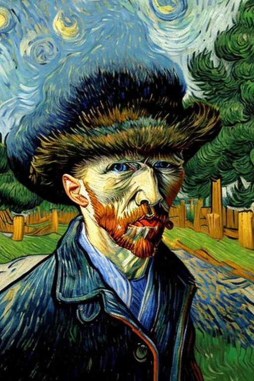 Prompt: portrait painting adult male van gogh