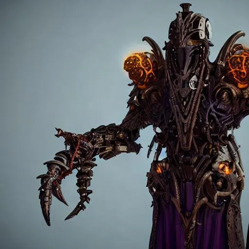 Prompt: a bio-mechanical organic warlock harnessing forbidden magic, wearing armor made of bone, soft lighting, unreal engine, realistic 4k octane render, post processing, vfx, particles --no dof --w 2176 --h 3840