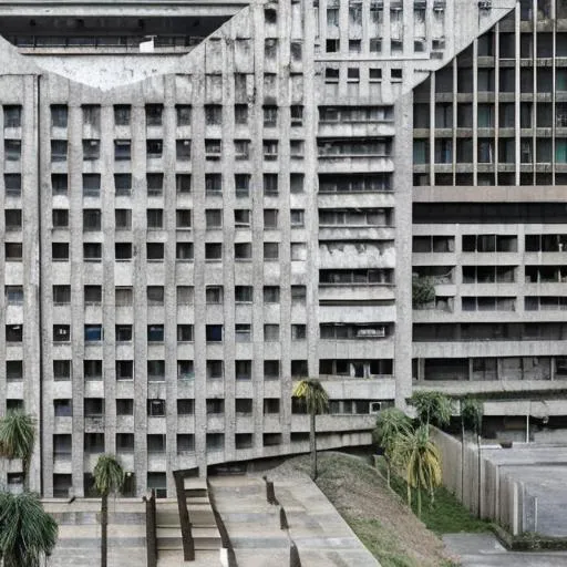 Prompt: a massive brutalist architecture building