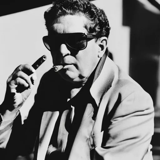 Prompt: figure smoking cigar while wearing sunglasses