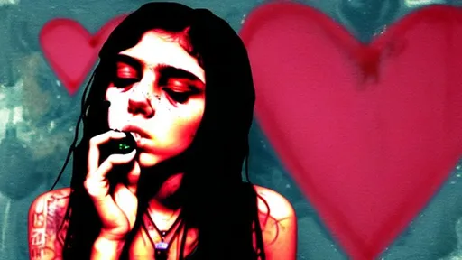 Prompt: Heart broken girl with deep eyes smoking drinking, stoned on marijuana