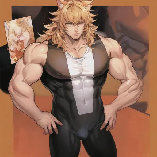 Prompt: A muscular catboy 