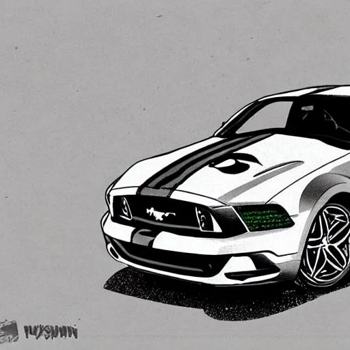 Prompt: Mustang cartoon 
