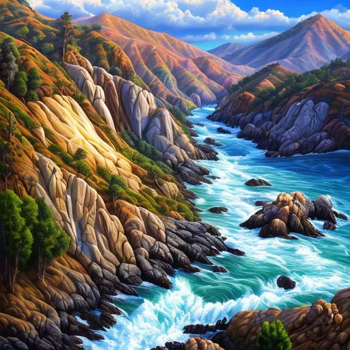 Prompt: High-resolution hyperrealistic painting of {California] , upper body, uhd, hdr, 64k

