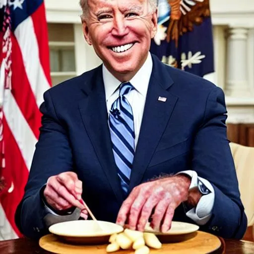Prompt: Joe Biden enjoys eating mochi