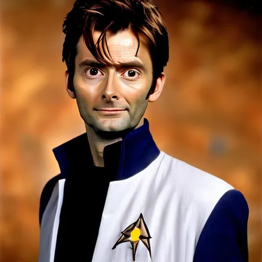 Prompt: David Tennant in a Starfleet uniform. ((Star Trek TOS)) ((Star Trek TNG))