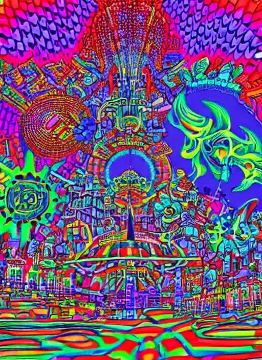 Prompt: psychedelic city