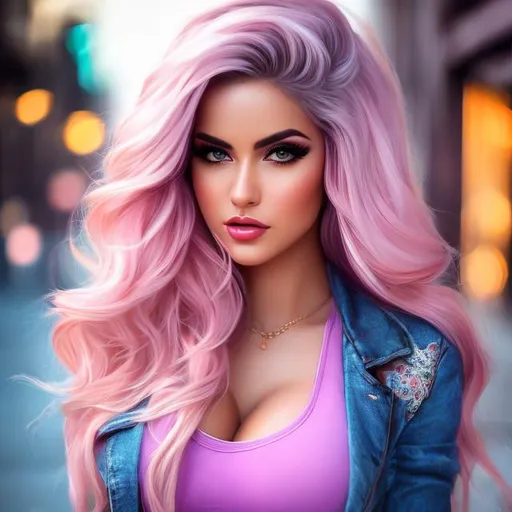 Prompt: Full body Portrait of {porn Artist Ayla on the street } with {pink} hair and with cute face, { In photo hd}, full body, perfect composition, hyperrealistic, super detailed, 8k, high quality , trending art , trending on artstation , sharp focus , Realistic background image hd, intricate details, highly detailed.