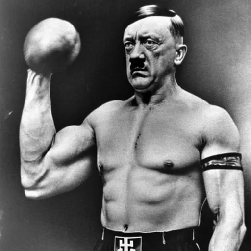 Prompt: Hitler but hes a bodybuilder