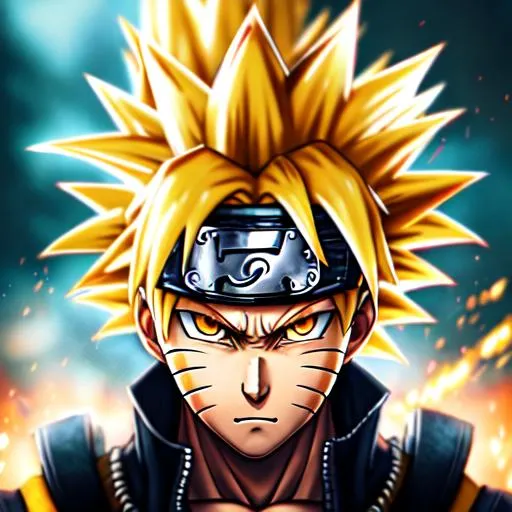 Prompt: Naruto, Super saiyan, HD, UHD, HDR, Highly detailed, hyperrealistic,sharp focus, Trending on Artstaition, Close up, bokeh