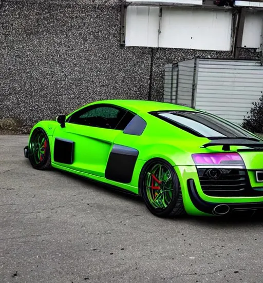 Prompt: slammed lime audi r8 jdm