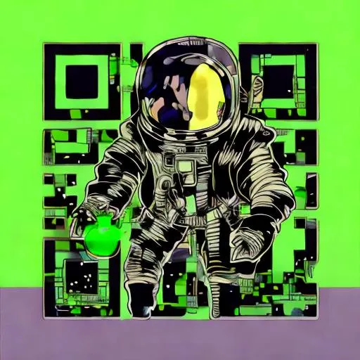 Prompt: astronaut in the space in black and toxic green colours