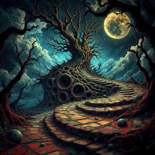 Prompt: Vividly detailed HD wallpaper of creepy eerie Optical Illusion, 