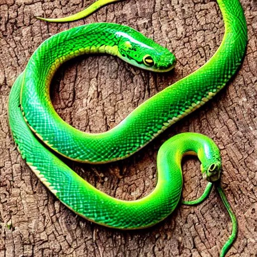 Prompt: yellow and green snake