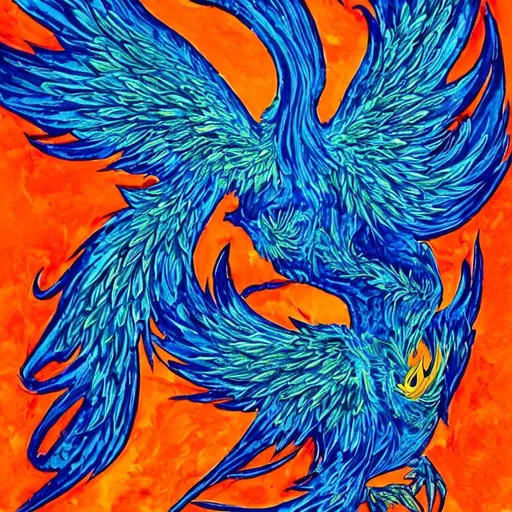 Prompt: Mythical Blue Phoenix.