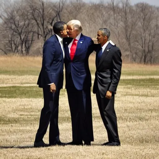 Prompt: Joe Biden, DonaldTrump, and Barack Obama smooching
