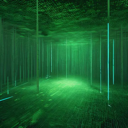 Prompt: digital forest matrix