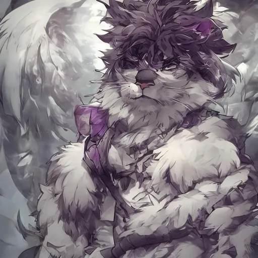 Prompt: character concept art of a cute male anthropomorphic fluffy tiger furry | | cute - fine - face, key visual, realistic shaded perfect face, fine details , purple eyes, 3d
