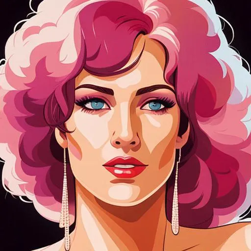 Prompt: Woman disco dancer, early 1980s facial closeup