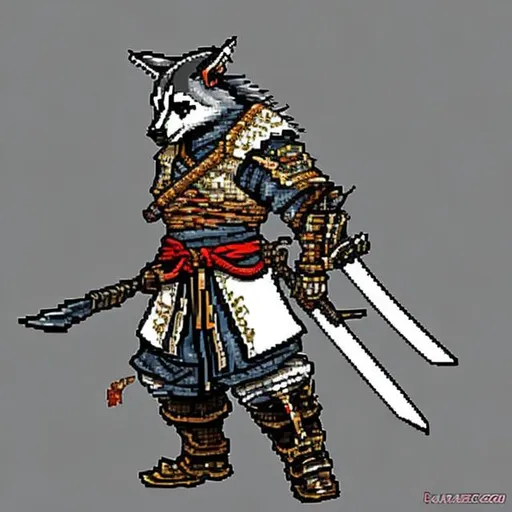 Prompt: Racoons samurai warrior, in Final fantasy pixel art style