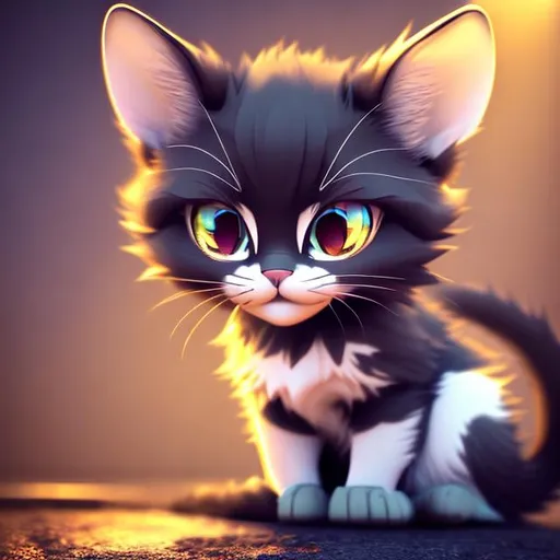 Prompt: Feral cat cute chibi Disney like dramatic lighting dramatic shading adorable eyes adorable 3D 3D 4K Ultra Ultra 4K HD