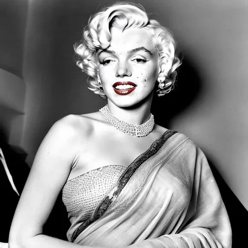 Prompt: American actress Marilyn Monroe in saree