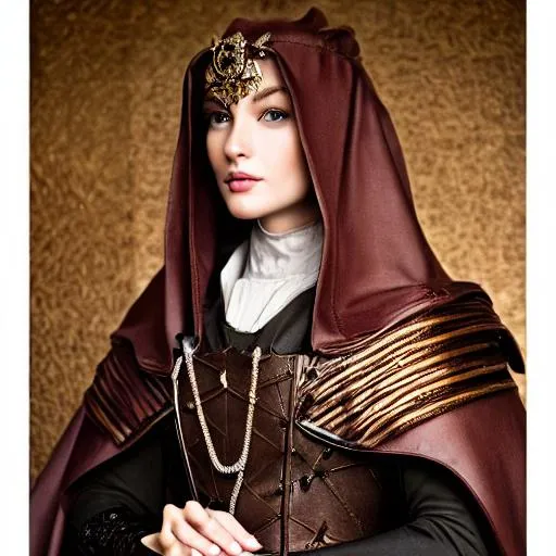 brown, beige, silver robe | OpenArt