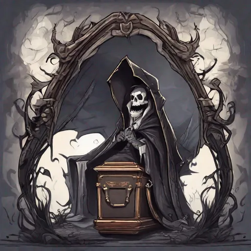 Prompt: Dark Coffin, masterpiece, best quality, in cartoon style
