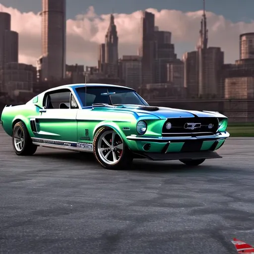Prompt: UHD photorealistic rendering 1968 ford mustang gt