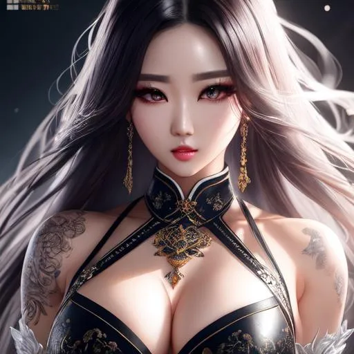Prompt: masterpiece, splash art, ink painting, beautiful kpop idol, perfect beautiful cute face, perfect proportions, perfect body, intricate hyperdetailed hair, intricate hyperdetailed eyelashes, intricate hyperdetailed shining pupils, full body visible, lean abs, sweat, anxious

HDR, UHD, high res, 64k, cinematic lighting, special effects, hd octane render, professional photograph, studio lighting, trending on artstation, bokeh