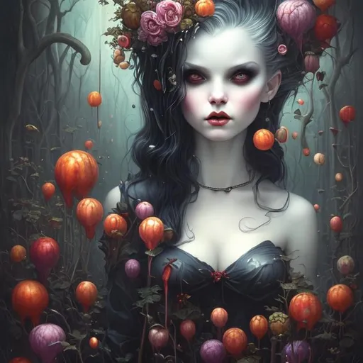 Prompt: Vampire, Nicoletta Ceccoli Marc Ryden Tom Bagshaw Doodle fauvism artgerm digital painting hyperrealistic crisp quality colourful Jacek Yerka and WLOP,acrylic art splash,highly detailed,surreal,8k ,fantastic view tarot witch