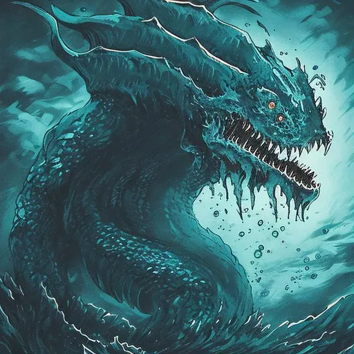 Prompt: cutchulhu ocean monster , dark colors