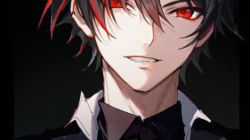 Prompt: Damien (male, short all black hair) (red eyes)