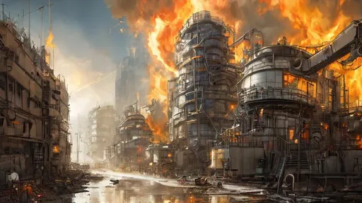 Prompt: extremely realistic, hyperdetailed, cyborg factory, machines building machines, organic, hazardous chemicals, fire, electrical sparks, high definition, ultra realistic,8K, digital art