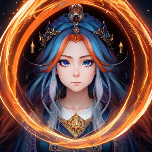 Prompt: "Full body, oil painting, fantasy, anime portrait of a  young gnome woman with flowing light orange hair and dark blue eyes | wearing intricate wizard robes, #3238, UHD, hd , 8k eyes, detailed face, big anime dreamy eyes, 8k eyes, intricate details, insanely detailed, masterpiece, cinematic lighting, 8k, complementary colors, golden ratio, octane render, volumetric lighting, unreal 5, artwork, concept art, cover, top model, light on hair colorful glamourous hyperdetailed medieval city background, intricate hyperdetailed breathtaking colorful glamorous scenic view landscape, ultra-fine details, hyper-focused, deep colors, dramatic lighting, ambient lighting god rays, flowers, garden | by sakimi chan, artgerm, wlop, pixiv, tumblr, instagram, deviantart