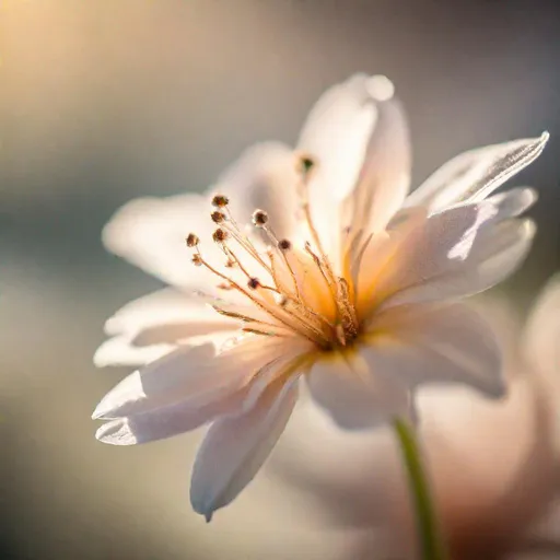 Prompt: A close-up shot of a flower in the morning light, taken with a Nikon D850 and a 105mm macro lens. The mood of the image is delicate and elegant.