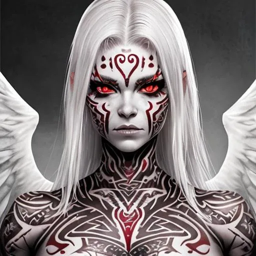 Demon, {alabaster skin}, {silver hair}, {red eyes},... | OpenArt