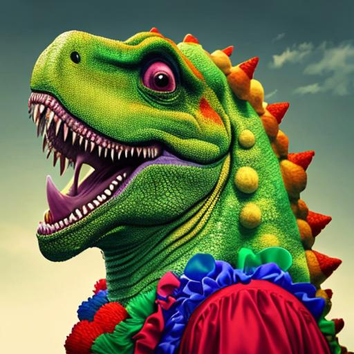 dinosaurs wearing clown make-up on their faces and c&hellip;