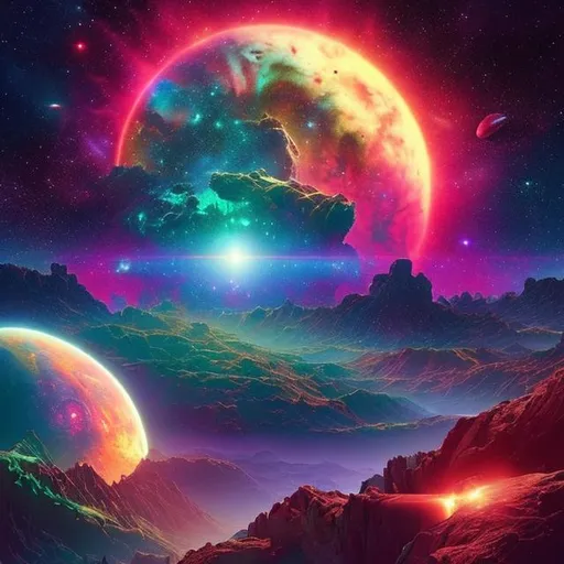 Prompt: retro art, space view, synthwave art, highly detailed, galaxy, cosmos, nebula, aurora