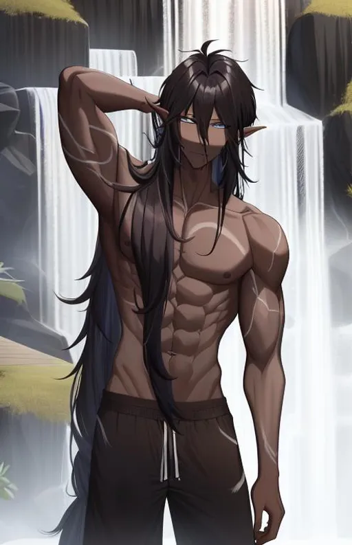 Hot anime guy tall skinny with chiseled abs