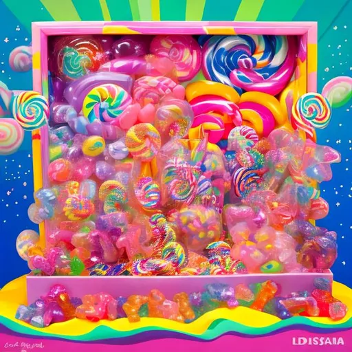 Prompt: Candy diorama in the style of Lisa frank