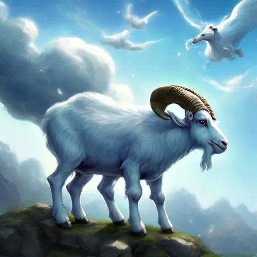Prompt: The milk of the sky goat must have strengthened his strength so that he could run so far.

