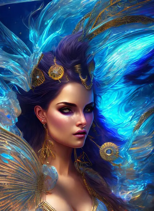 Prompt: Electric goddess of water, digital painting, highly-detailed symmetric face, cinematic dark cold color palette, spotlight,perfect composition, hyperrealistic, super detailed, 8k, high quality, sharp focus,intricate details, highly detailed, dynamic lighting, detailed and intricate environment,
