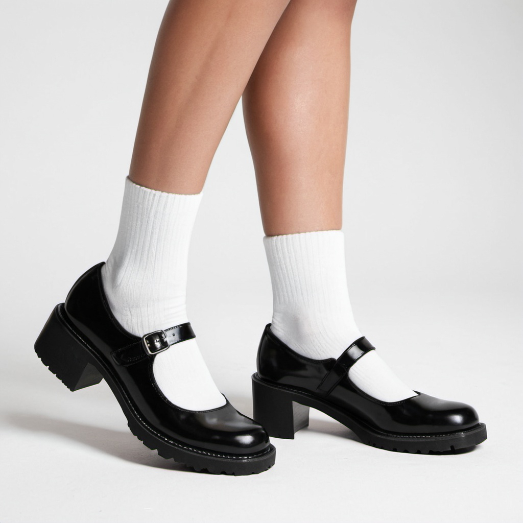 Black mary jane shoes white socks