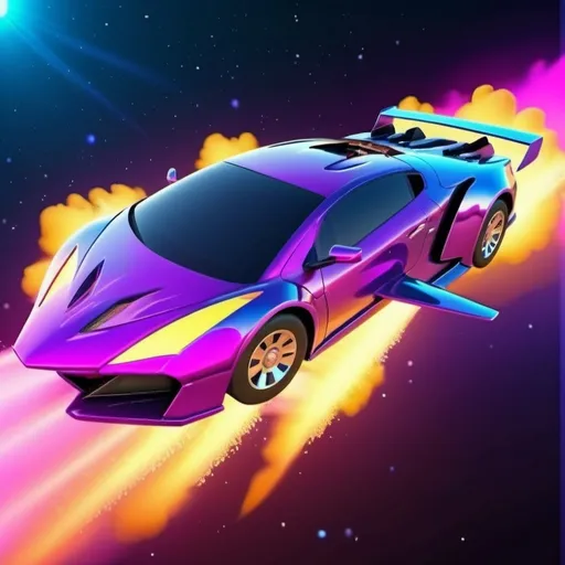 Prompt: Jet car with dual rear jet engines, chrome chassis, gradient magenta-blue night sky with stars, explosion in the background, game icon, high-tech futuristic design, intense speed, dynamic composition, vibrant colors, detailed engine flames, high quality, game icon, futuristic, night sky, explosive backdrop, chrome chassis, dual rear jet engines, intense speed, vibrant colors, dynamic composition, detailed flames, high-tech design