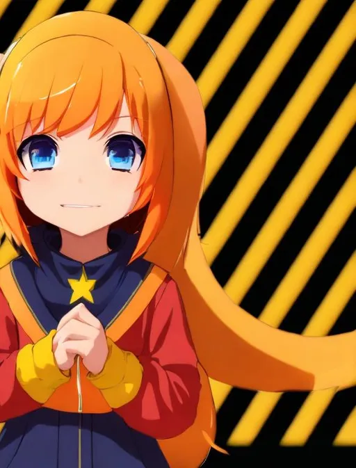 Prompt: umaru-chan using the ancap colors in the background on the left side the ancap symbol

