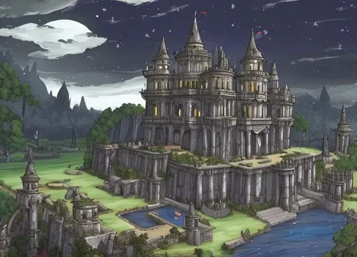 Prompt: If the RiverClan camp from Warrior cats (Warriors) was a palace in te same territory 