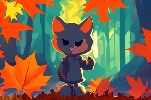 Prompt: The perfect cartoon character autumn chrome theme screensaver, using color theory