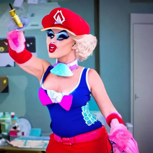 Prompt: Drag queen mario 