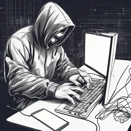 Prompt: Please draw a picture of a hacker doing a cyber attack.
